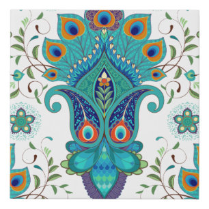 Seamless vintage background with oriental pattern. faux canvas print