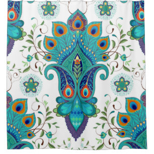 Seamless vintage background with oriental pattern. shower curtain