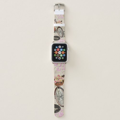 Seamless vintage background with roses  butterfly apple watch band