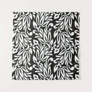 Seamless vintage black and white textile floral pa tapestry