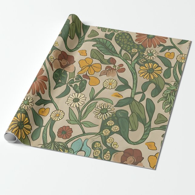 Seamless vintage botanical pattern  wrapping paper (Unrolled)