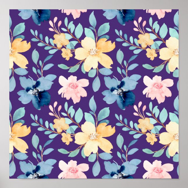 Seamless Vintage Flowers Poster (Front)
