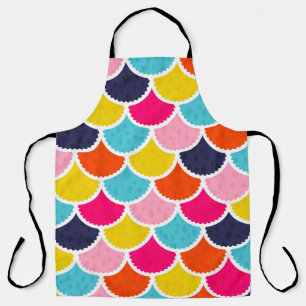 Seamless vintage mermaid pattern as colorful fish apron