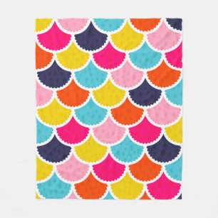 Seamless vintage mermaid pattern as colorful fish  fleece blanket