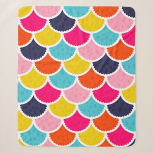 Seamless vintage mermaid pattern as colorful fish  sherpa blanket