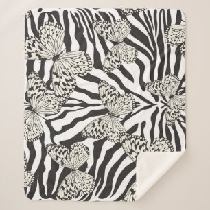 Seamless vintage multicolor butterflies pattern. B Sherpa Blanket