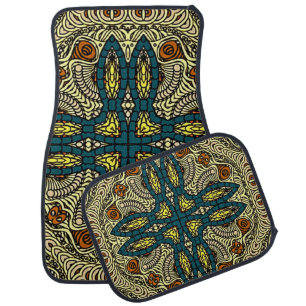 Seamless Vintage pattern in oriental style Flower  Car Floor Mat