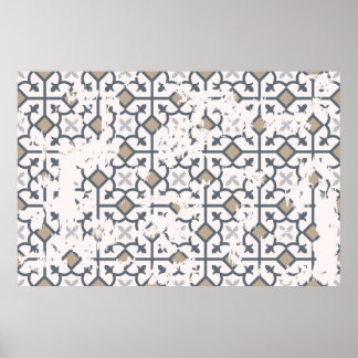 Seamless vintage pattern with an effect of attriti poster