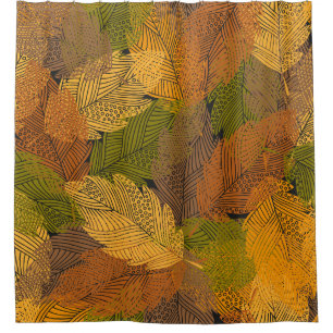 seamless vintage pattern with leaves in yellow col shower curtain