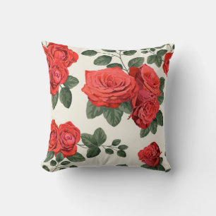 Seamless vintage pattern with roses throw pillow