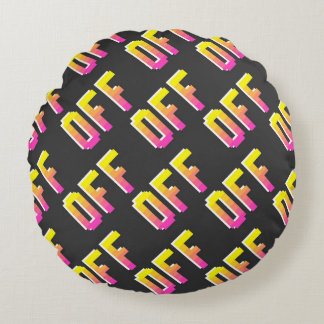 Seamless vintage pixel off signs pattern. Outline  Round Pillow