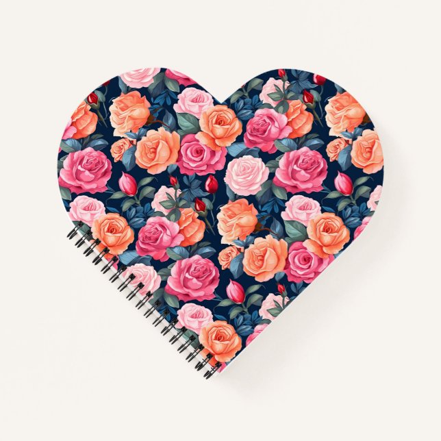 Seamless Vintage Rose Floral Pattern-80037  Notebook (Front)
