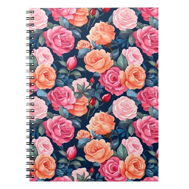 Seamless Vintage Rose Floral Pattern-80037  Notebook (Front)