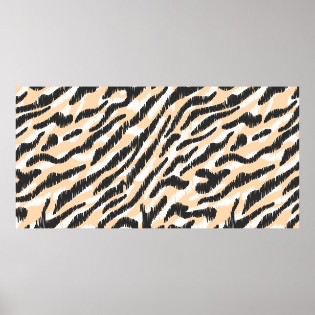 Seamless vintage scribble zebra leopard fur patter poster (Front)