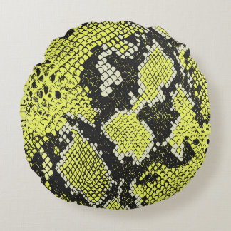 Seamless vintage snake animal skin pattern. Snakes Round Pillow