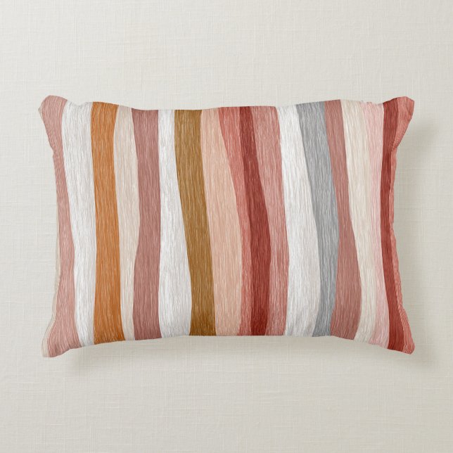 Seamless Warm Neutral Vertical Stripe Design Accent Pillow (Front)
