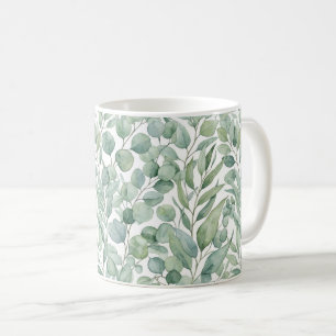 Seamless Watercolor Eucalyptus Leaves Mug Wrap