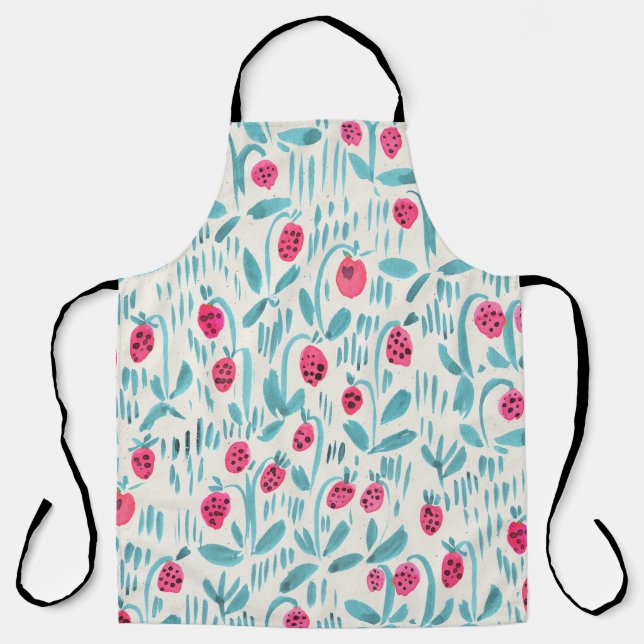 Seamless watercolor floral pattern on paper textur apron (Front)