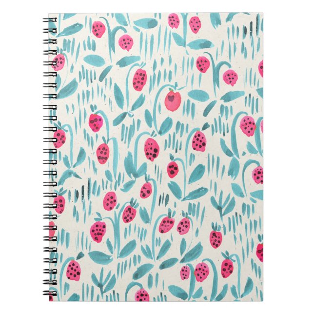 Seamless watercolor floral pattern on paper textur notebook (Front)