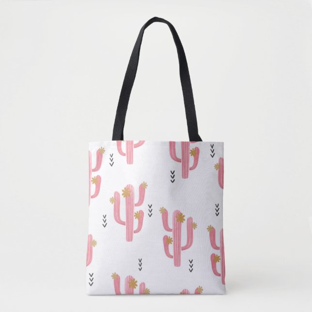 Seamless watercolor flowering cactus pattern. Vint Tote Bag (Front)