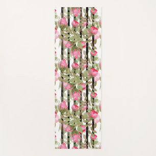 Seamless watercolor flowers pink roses floral roma yoga mat