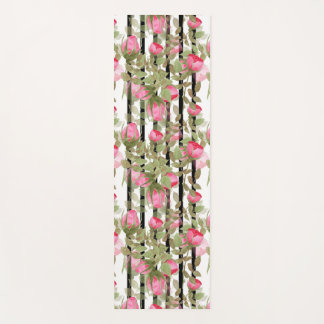Seamless watercolor flowers pink roses floral roma yoga mat