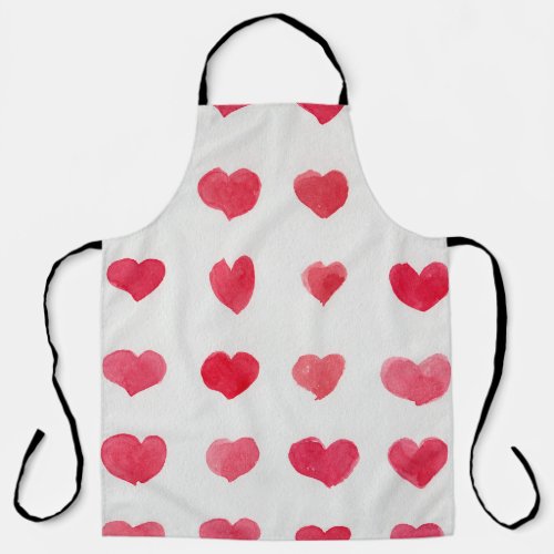 Seamless watercolor hearts romantic pattern desig apron