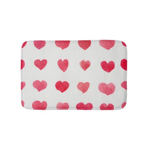 Seamless watercolor hearts romantic pattern desig bath mat