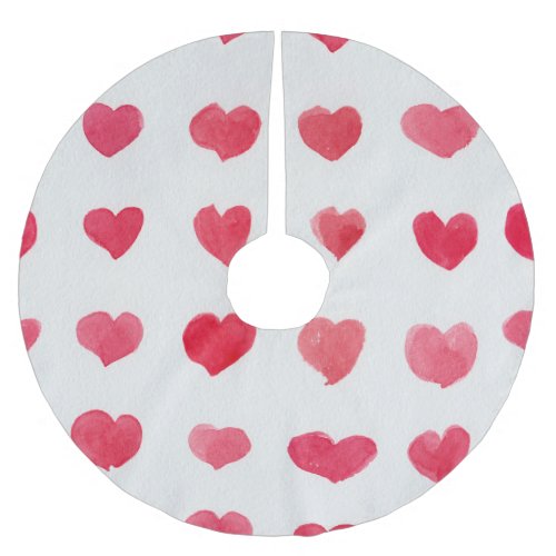 Seamless watercolor hearts romantic pattern desig brushed polyester tree skirt
