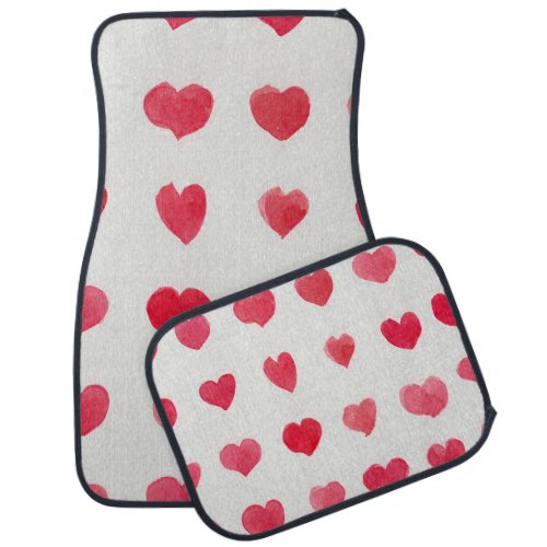 Seamless watercolor hearts romantic pattern desig car floor mat