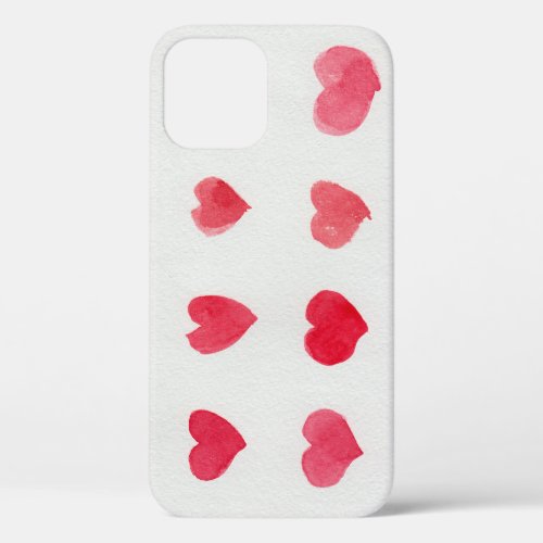 Seamless watercolor hearts romantic pattern desig iPhone 12 case