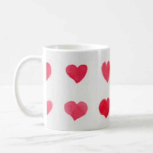Seamless watercolor hearts romantic pattern desig coffee mug