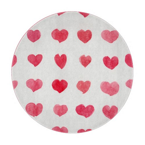Seamless watercolor hearts romantic pattern desig cutting board