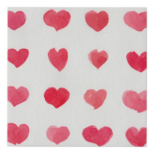 Seamless watercolor hearts: romantic pattern desig faux canvas print