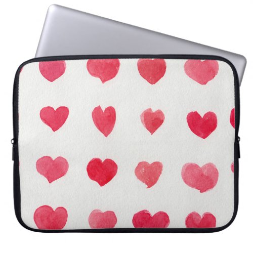 Seamless watercolor hearts romantic pattern desig laptop sleeve