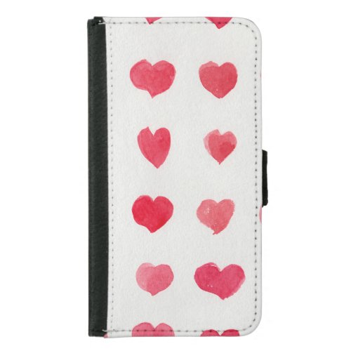 Seamless watercolor hearts romantic pattern desig samsung galaxy s5 wallet case