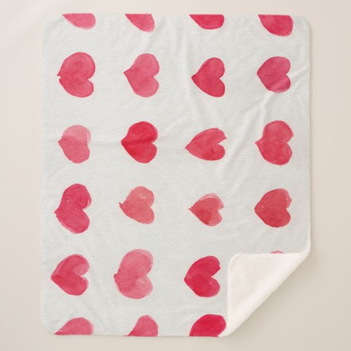 Seamless watercolor hearts romantic pattern desig sherpa blanket