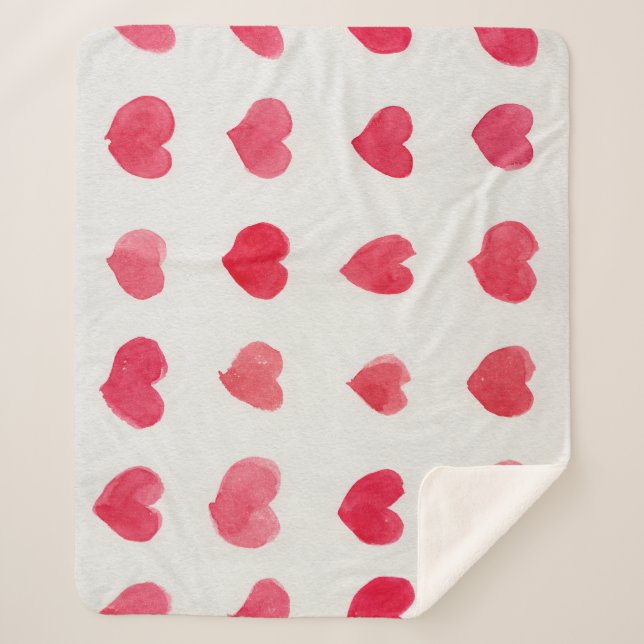 Seamless watercolor hearts: romantic pattern desig sherpa blanket (Front)
