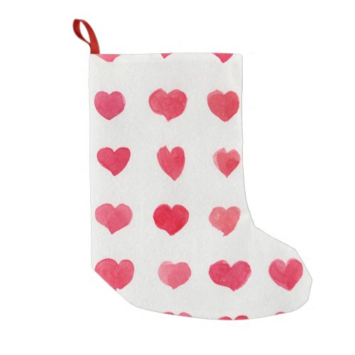 Seamless watercolor hearts romantic pattern desig small christmas stocking