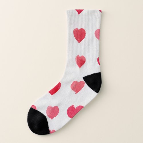 Seamless watercolor hearts romantic pattern desig socks