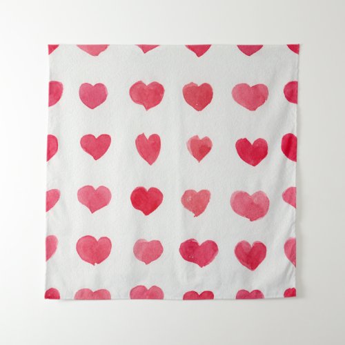 Seamless watercolor hearts romantic pattern desig tapestry