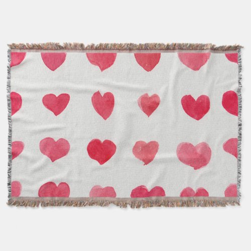Seamless watercolor hearts romantic pattern desig throw blanket