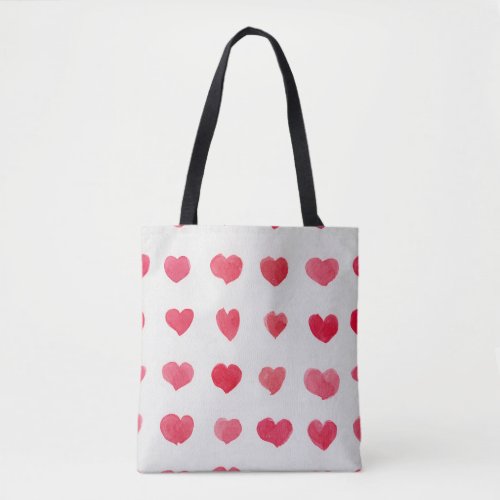 Seamless watercolor hearts romantic pattern desig tote bag