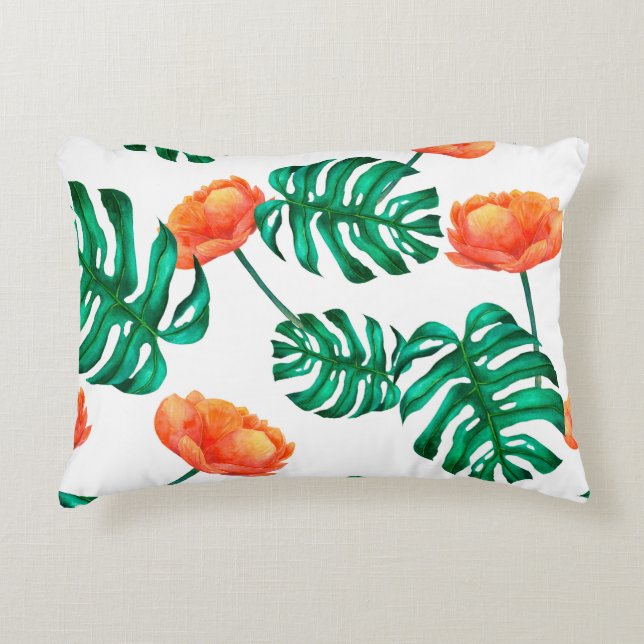 seamless watercolor illustration background tropic accent pillow (Front)