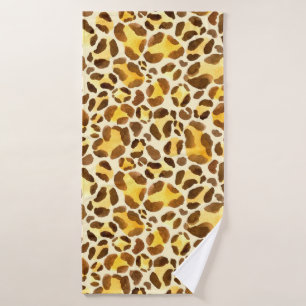 Seamless watercolor leopard pattern bath towel