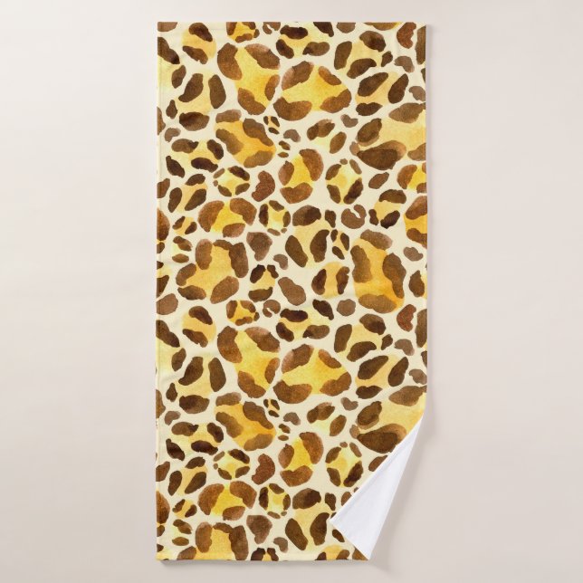 Seamless watercolor leopard pattern bath towel (Bath Towel)