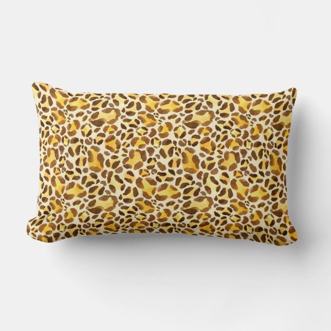 Seamless watercolor leopard pattern lumbar pillow (Front)