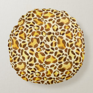 Seamless watercolor leopard pattern round pillow
