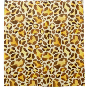 Seamless watercolor leopard pattern shower curtain
