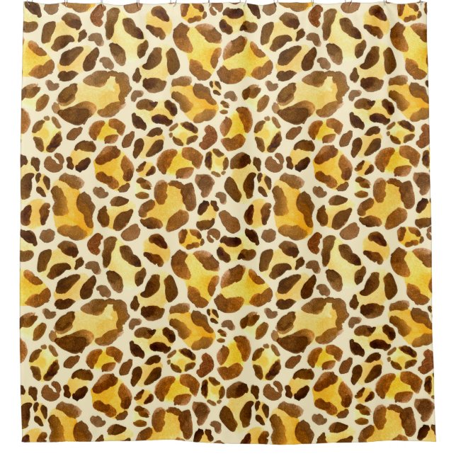 Seamless watercolor leopard pattern shower curtain (Front)